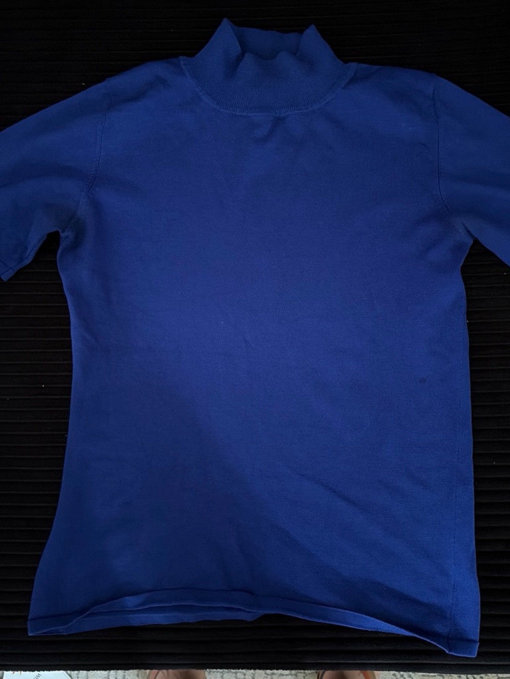 Classic Short-Sleeve Mock Neck Top in Royal Blue